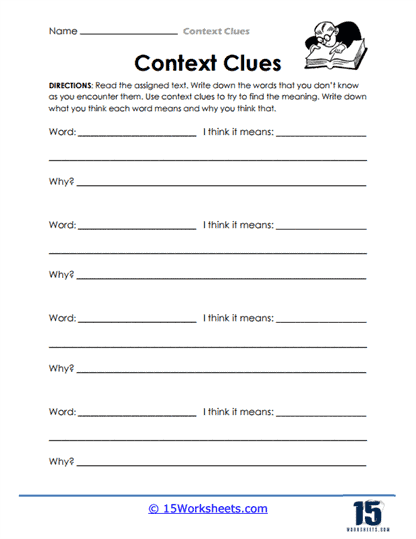 worksheet on context clues