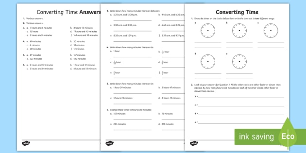 Converting Time Worksheet / Worksheet (teacher made)