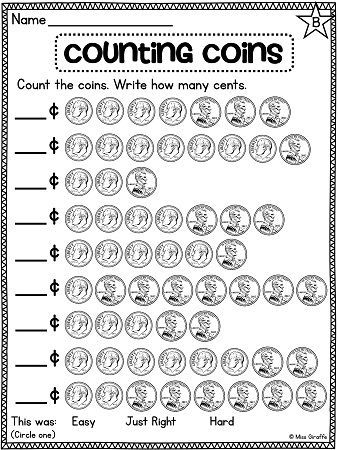worksheet on counting money for kindergarten