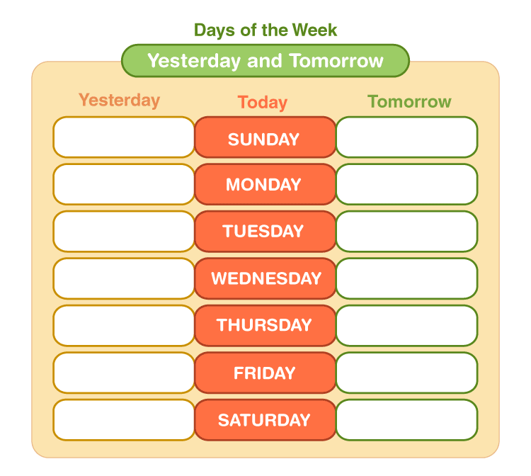 worksheet on days of the