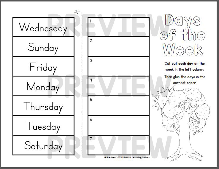 Days of the Week Worksheets - Mamas Learning Corner - Worksheets Library