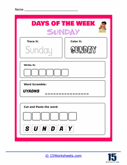 worksheet on days of