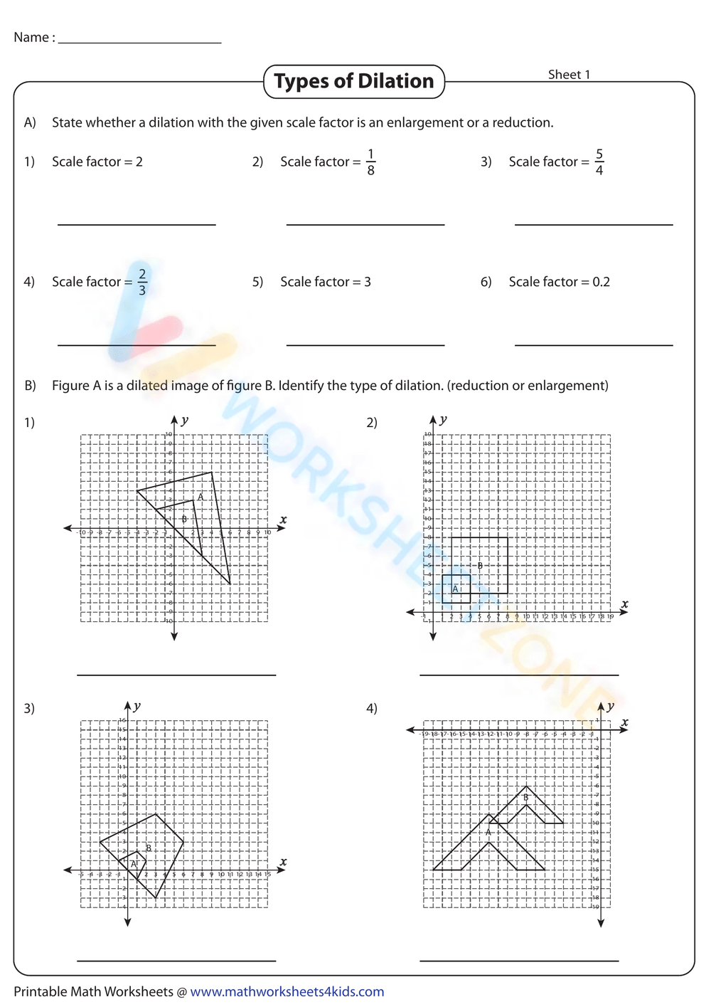 Free Interactive &  Printable Dilations Worksheet Collection