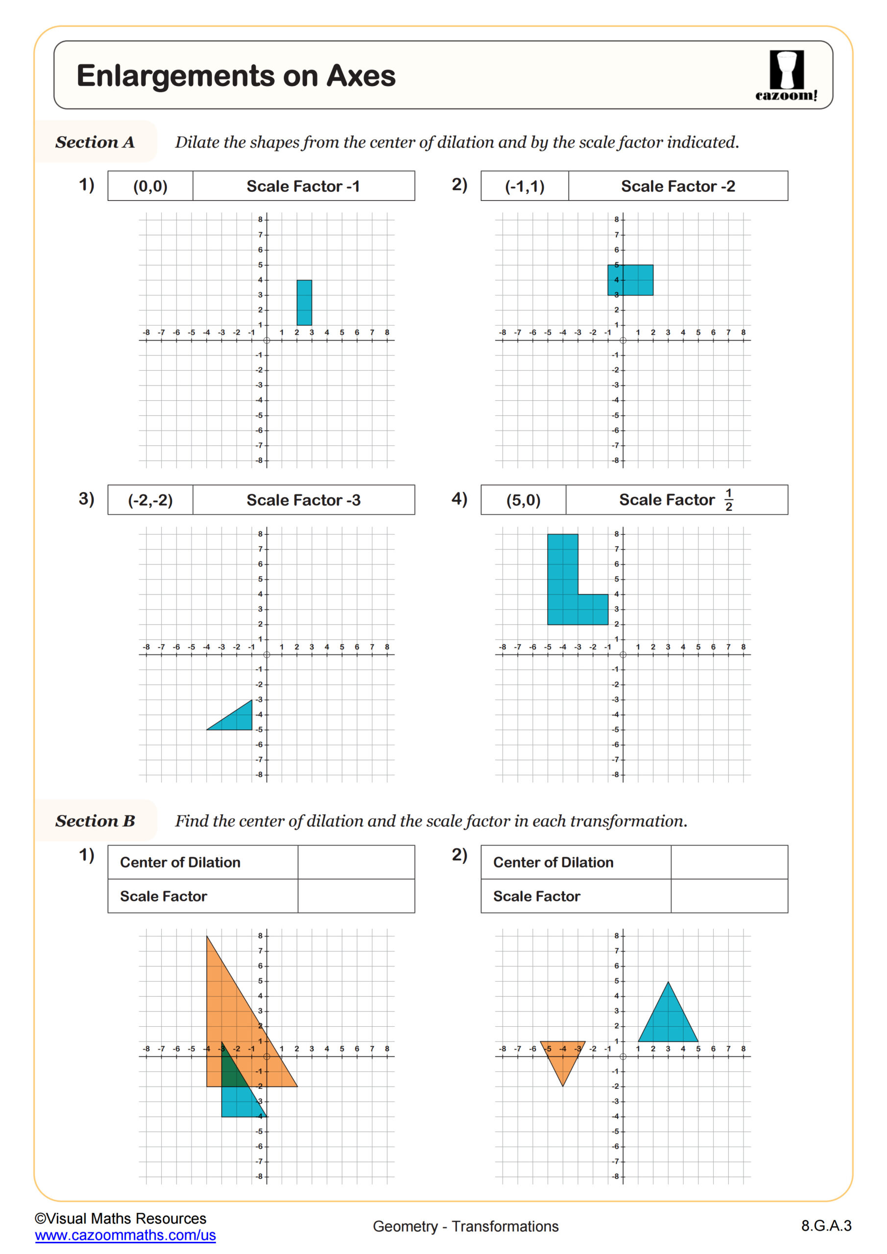 Dilations on the Coordinate Plane Worksheet | PDF Printable ...
