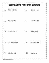 Distributive Property Worksheets: Simplify