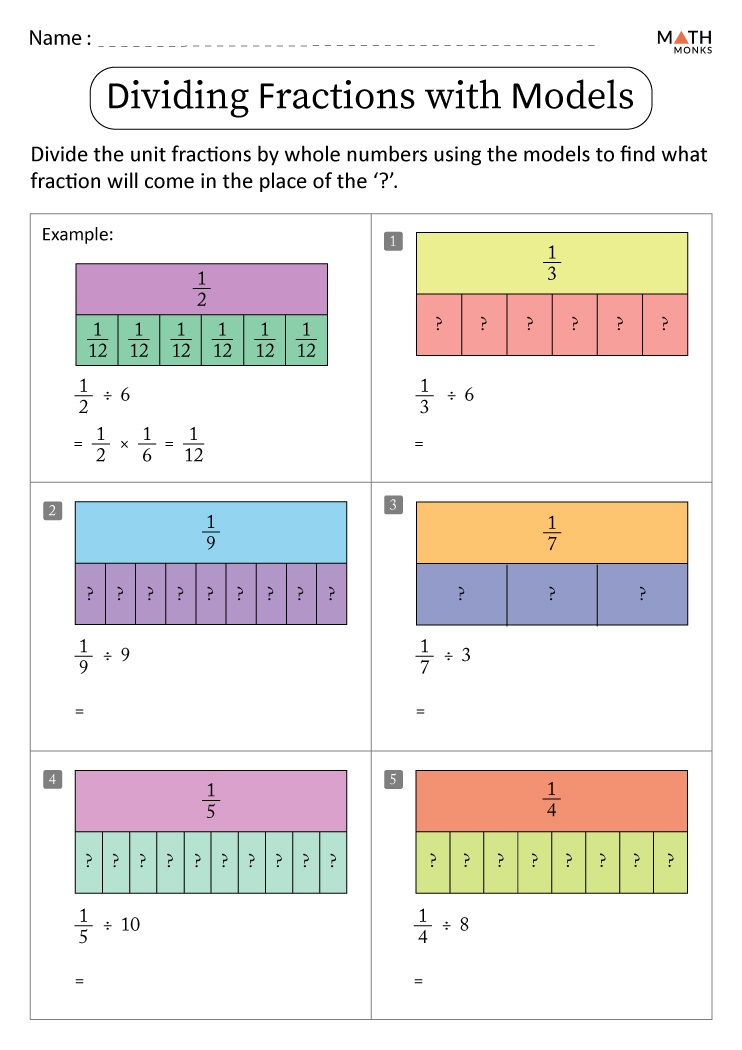 worksheet on dividing fractions