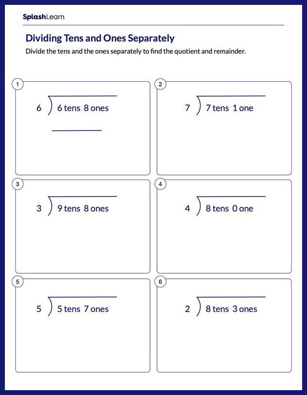Divide Tens and Ones Separately - Math Worksheets - SplashLearn