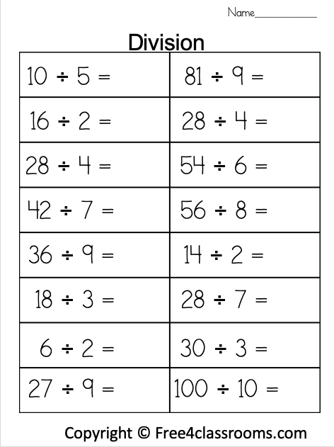 Free Division Worksheet - No Remainder - Free Worksheets ...