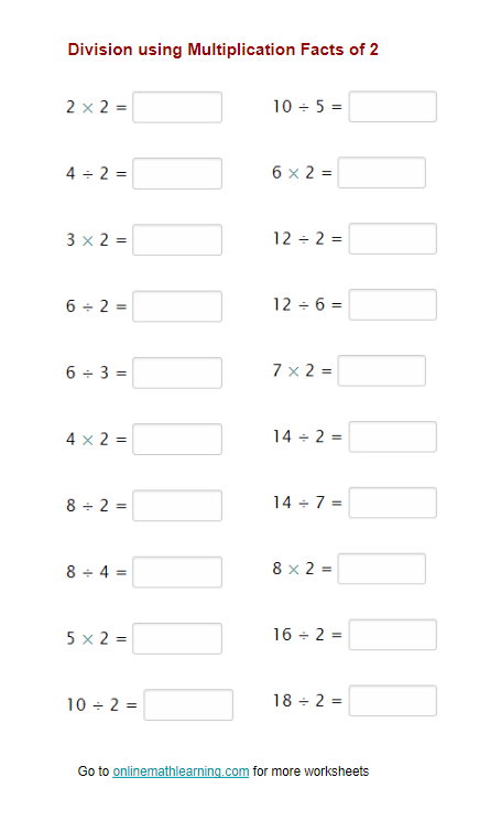 Division using Multiplication Worksheets (Printable, Online)