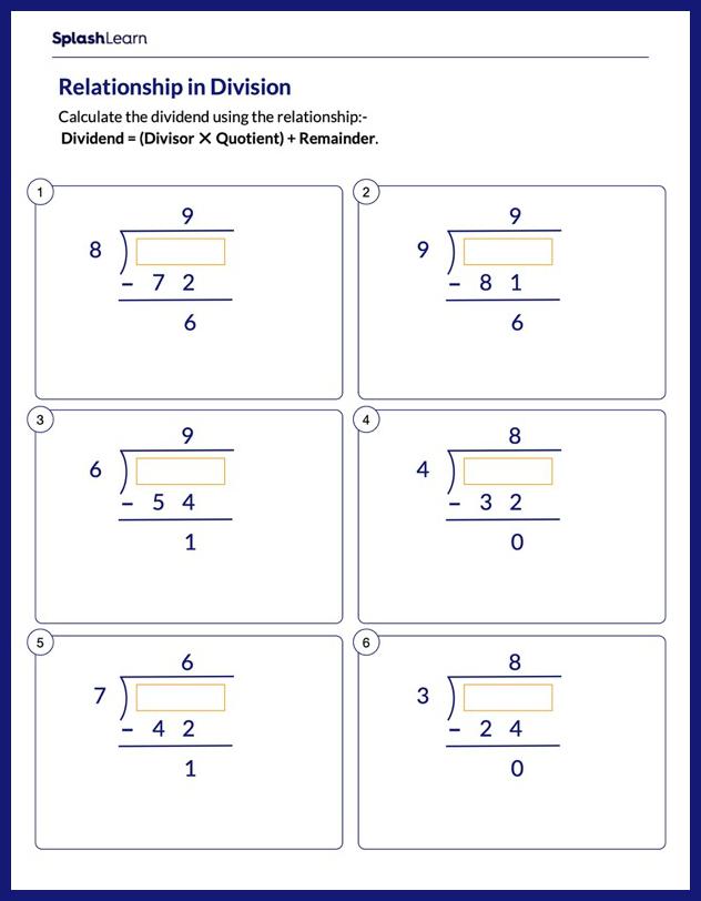 Understand the Relationship in Division - Math Worksheets ...