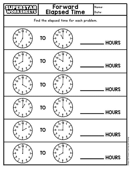 worksheet on elapsed time for