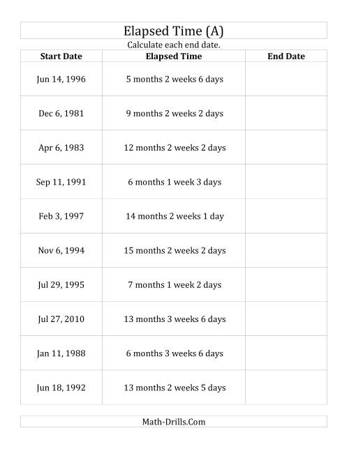 worksheet on elapsed time