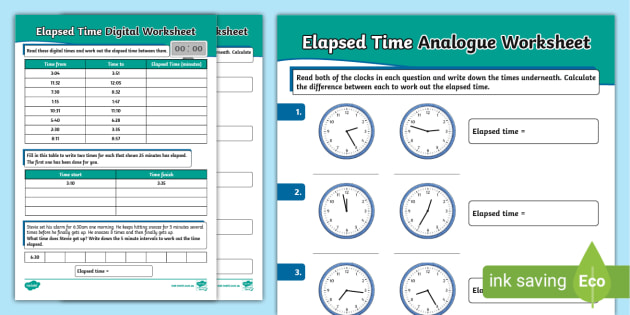 worksheet on elapsed time