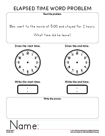 Elapsed Time Word Problem #1  