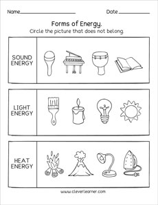 Sources of energy printables and worksheets for first grade and ...