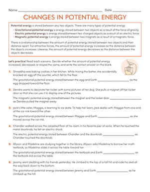Changes in Potential Energy | Interactive Worksheet 