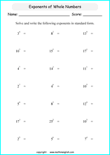 Free printable exponents and prower of ten math worksheets for ...