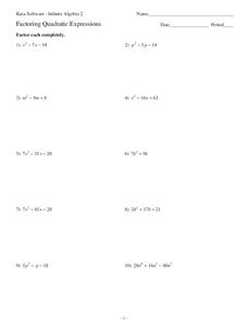 Trinomial Factoring a 1 Lesson Plans &  Worksheets