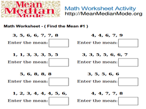 Finding Mean Worksheet for 4th - 6th Grade | Lesson Planet