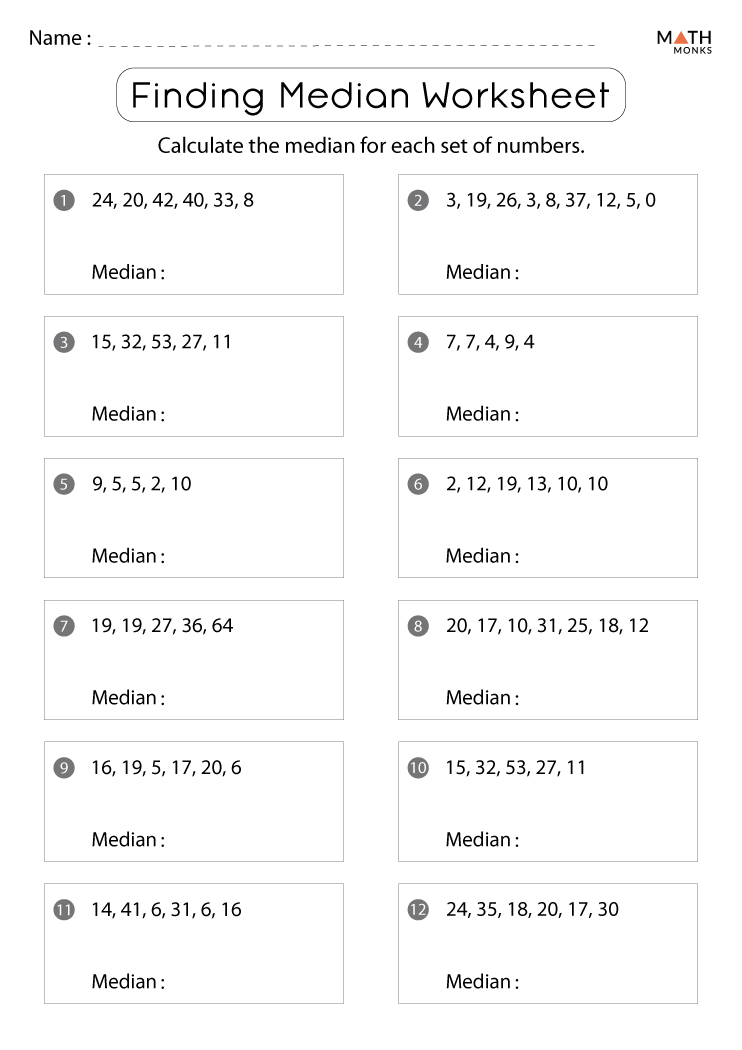 Mean Median Mode Range Worksheets - Math Monks