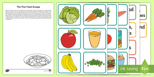 Five Food Groups Worksheet — Healthy Eating - Twinkl