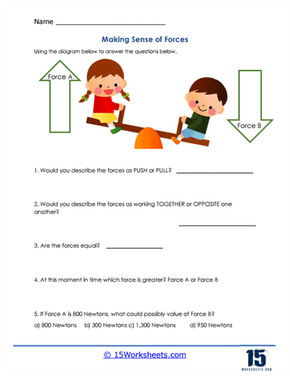worksheet on force and motion