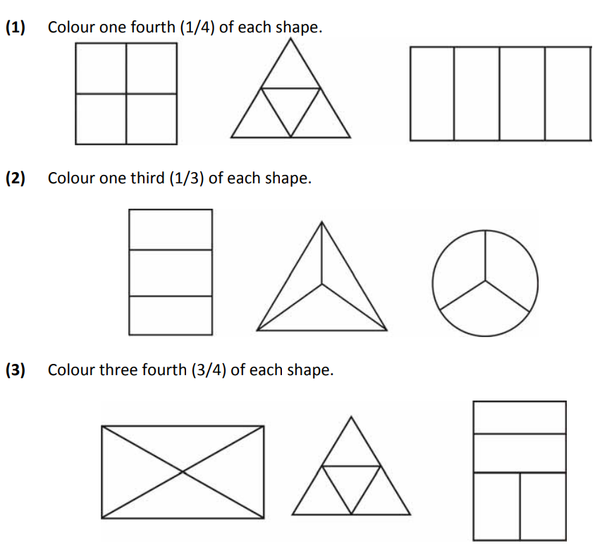 worksheet on fractions for grade 2