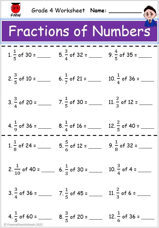 worksheet on fractions for grade 2