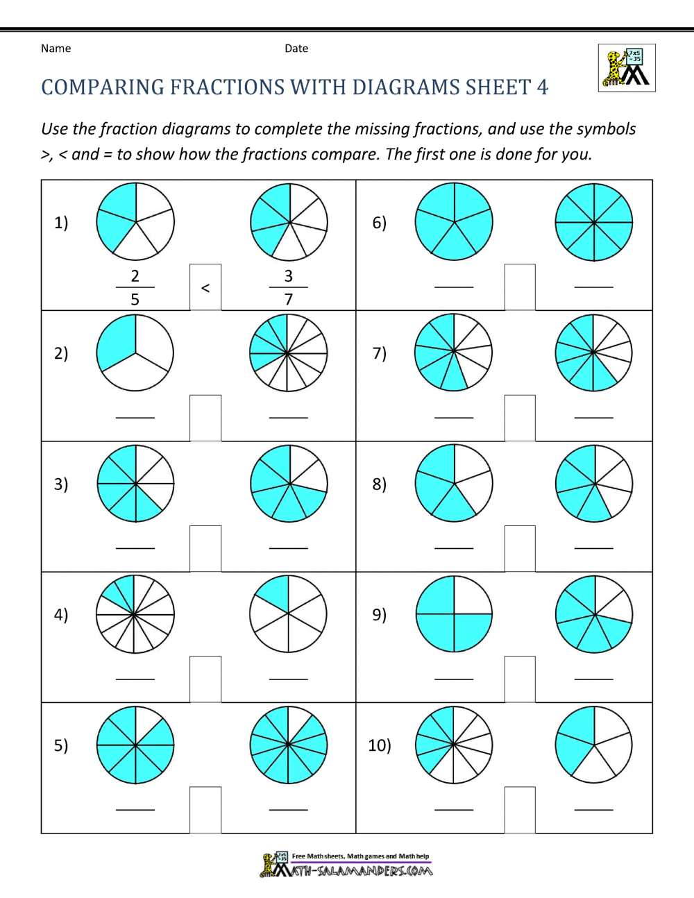 worksheet on fractions for grade 2