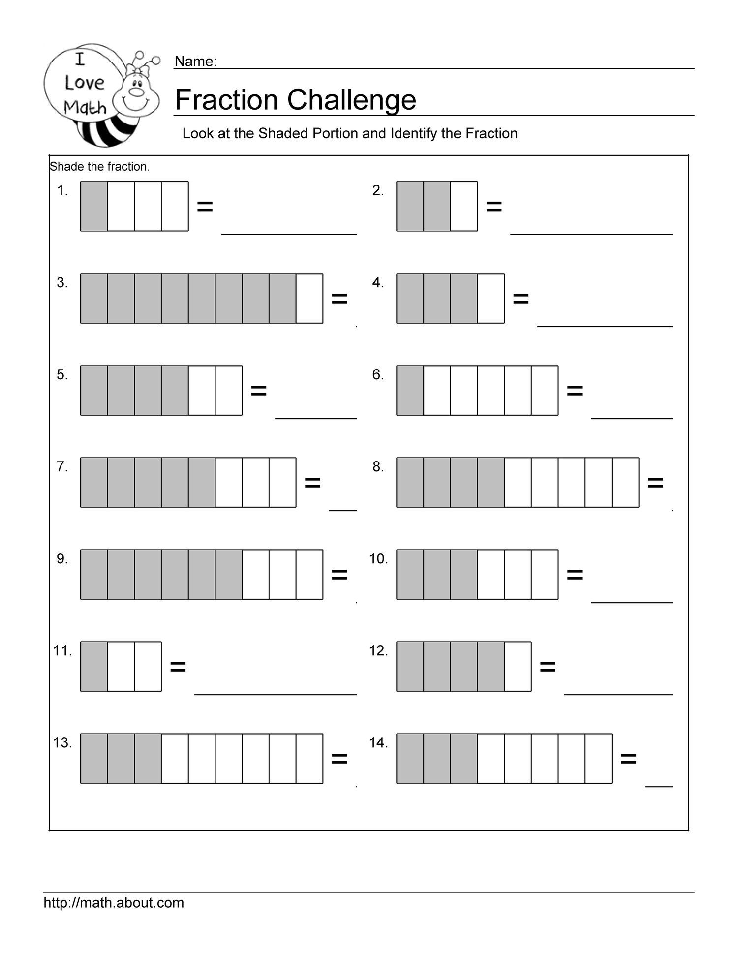 worksheet on fractions for