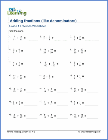 Grade 4 Fractions Worksheets | Worsheets library