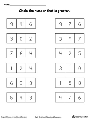 FREE* Greater Than Worksheet: Comparing Numbers 1 Through 9 ...