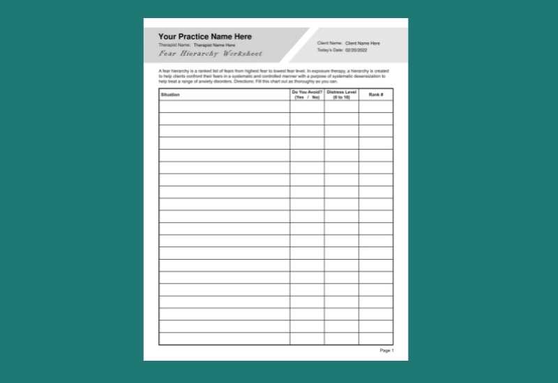 worksheet on handling fear