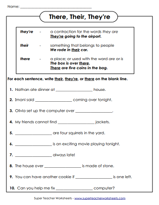 worksheet on homophones
