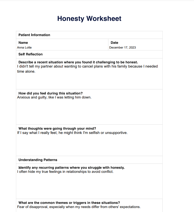Honesty Worksheets &  Example | Free PDF Download