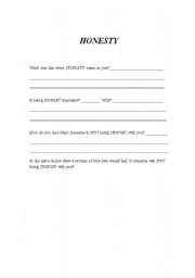 English worksheets: Character Education-Honesty