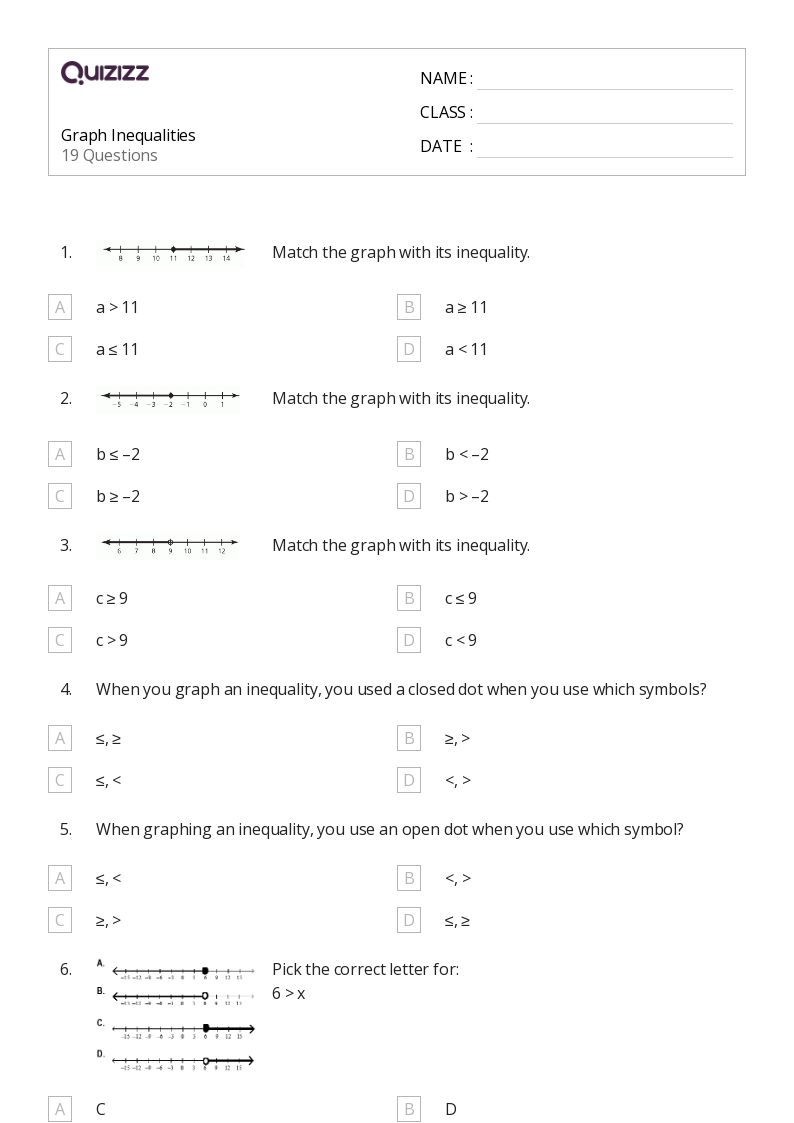50+ Inequalities worksheets for 5th Class on Quizizz | Free ...