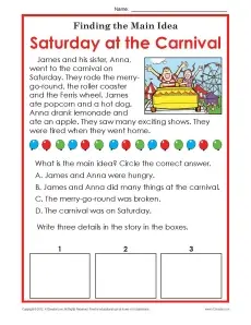 worksheet on main idea