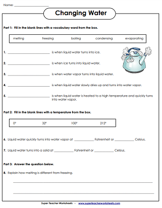 worksheet on matter