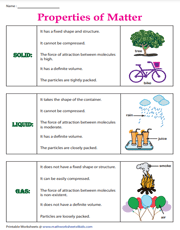 States of Matter Worksheets | Solid, Liquid and Gas