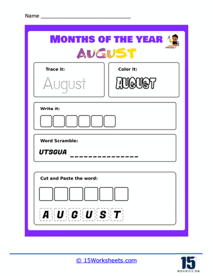 worksheet on months of the year