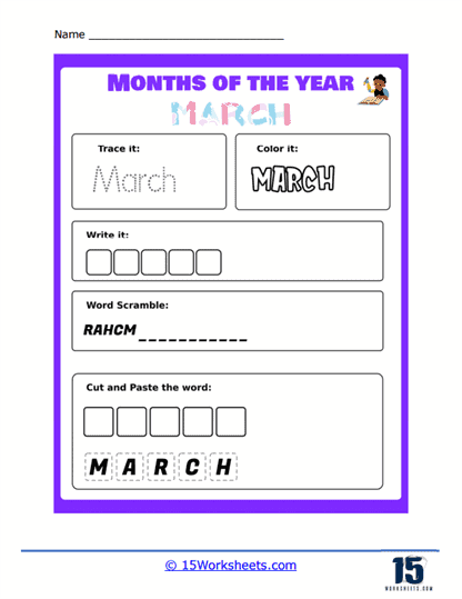 worksheet on months of the year