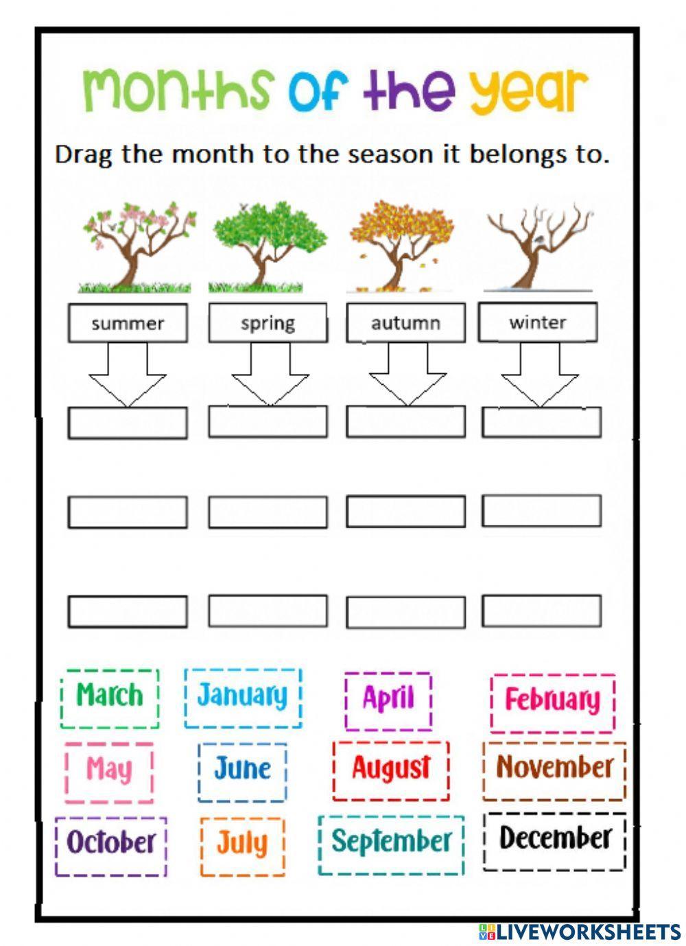worksheet on months