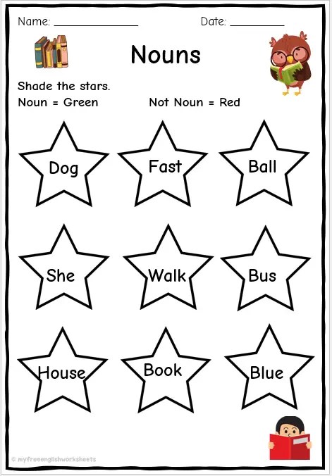 worksheet on nouns for grade 1