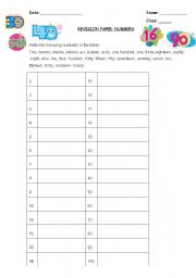 worksheet on number names 1 100