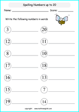 Grade 1 writing number words up to 20 math school worksheets for ...