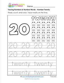 worksheet on number names to 20