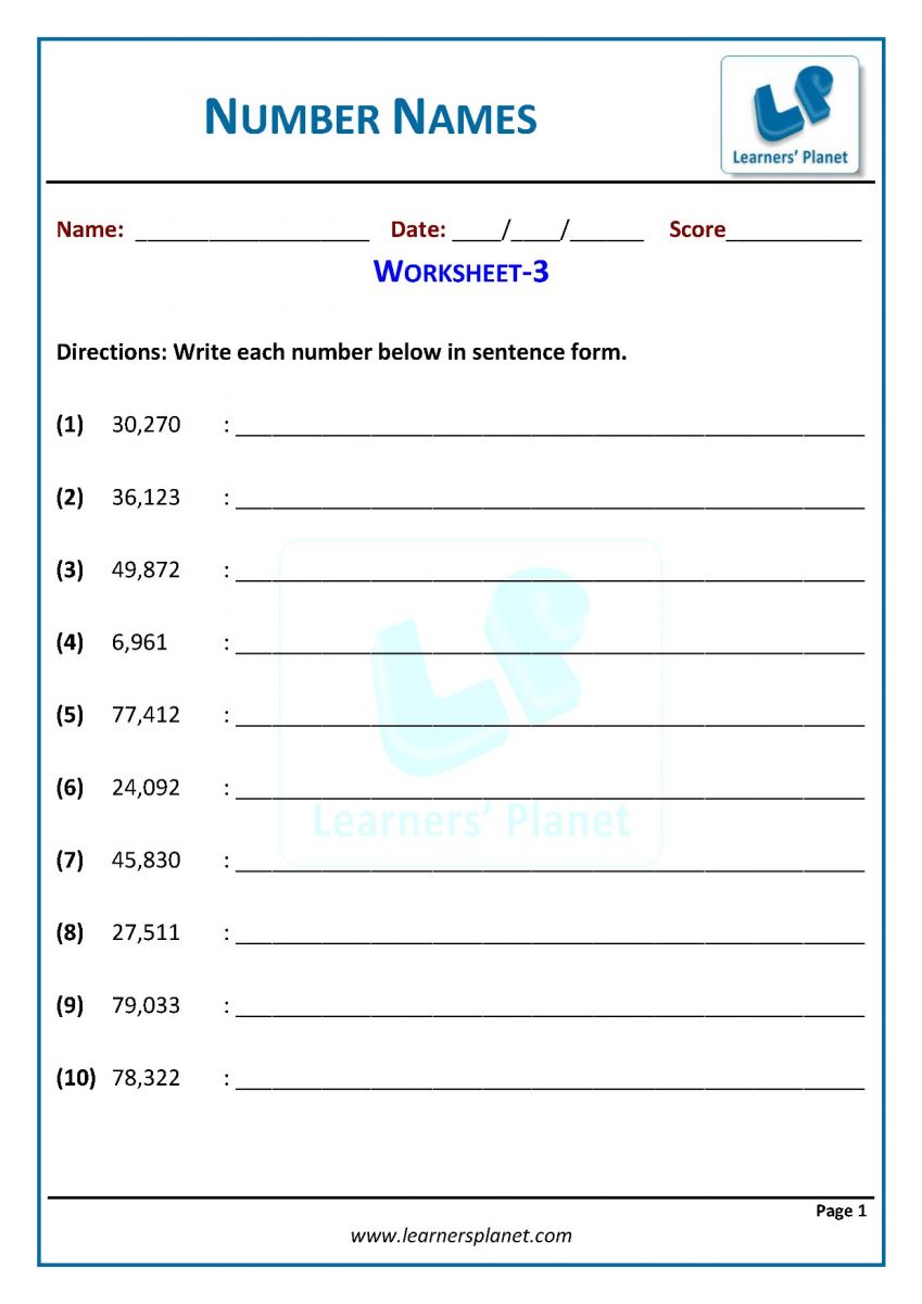 Number Names Worksheets - Write Number In Words - MegaWorkbook ...