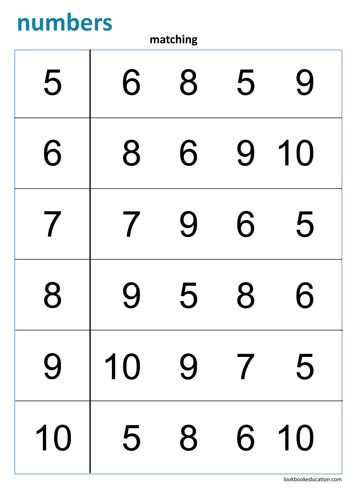 worksheet on number