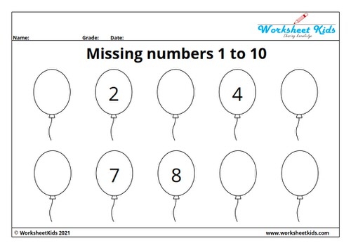 Missing numbers worksheets for kindergarten: Fill, Write, Find ...
